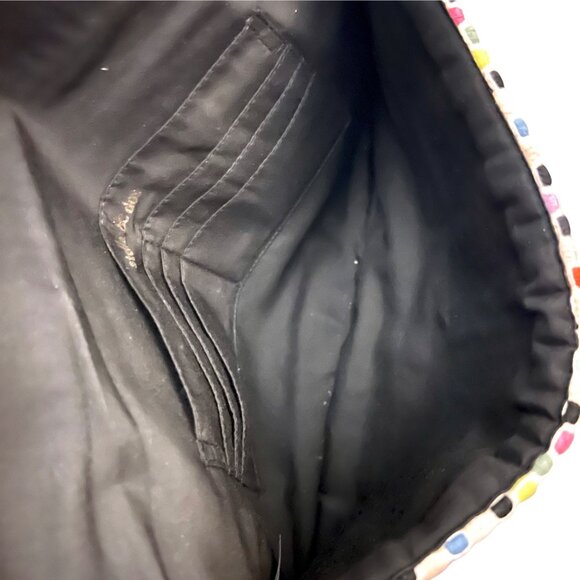 Stella & Dot Taj Boho Clutch Bag Multicolor Woven Fringe Magnetic Closure - Picture 4 of 8